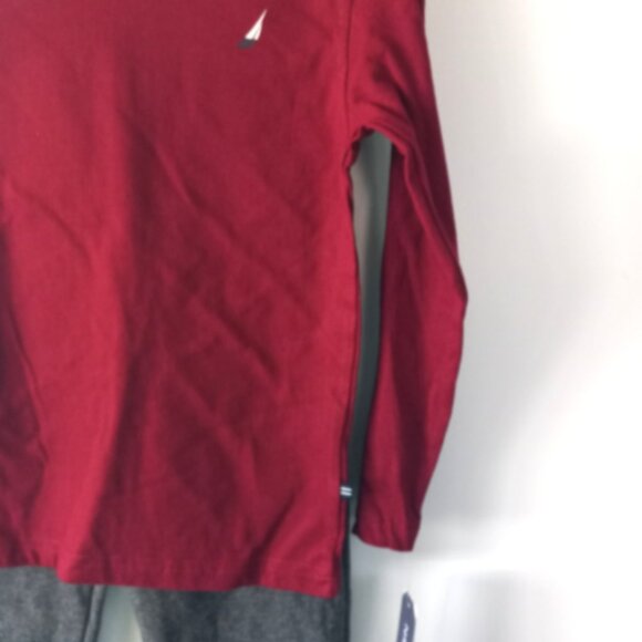 Nautica Boy 3-Pc Set Sz 6 Jogger Pants Puffer Vest Long Sleeve Tee Gray Blue Red - Picture 6 of 9